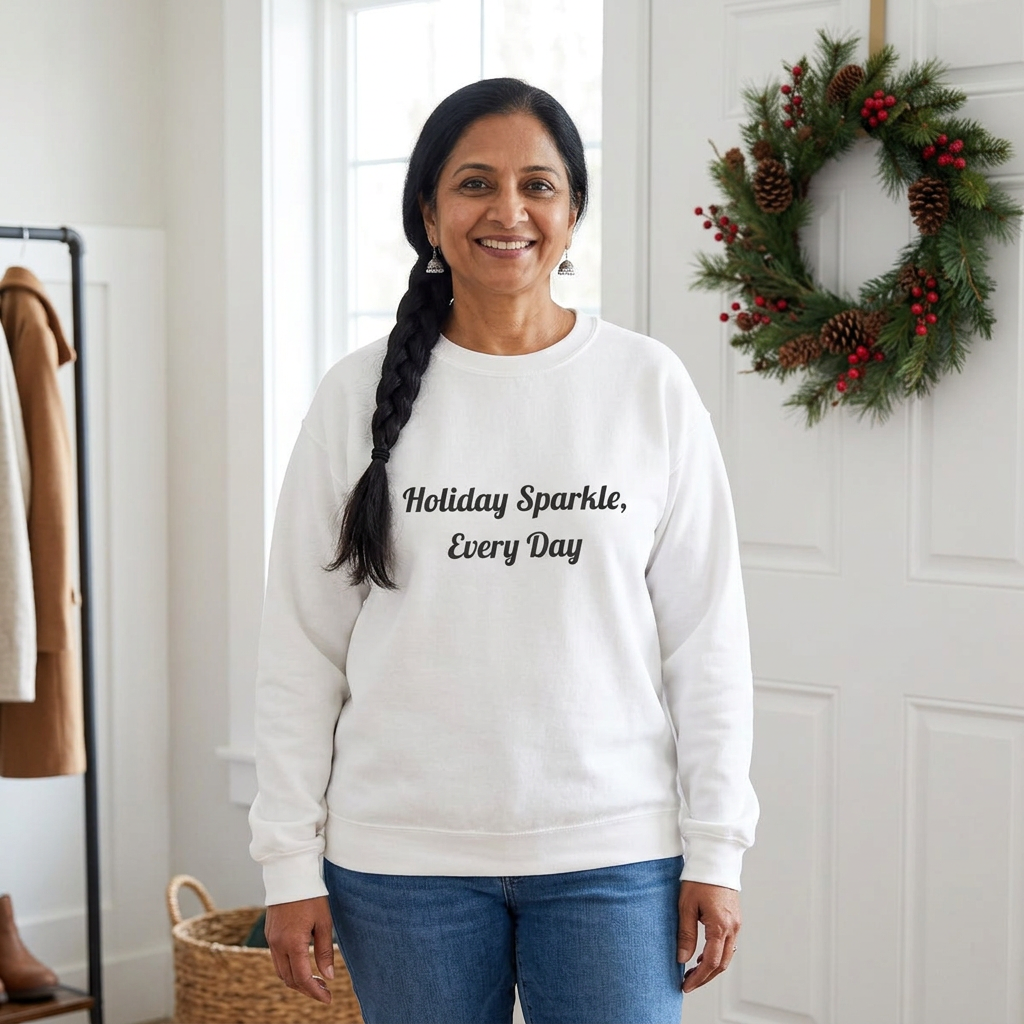 Holiday Sparkle, Every Day Sweatshirt worn by a model