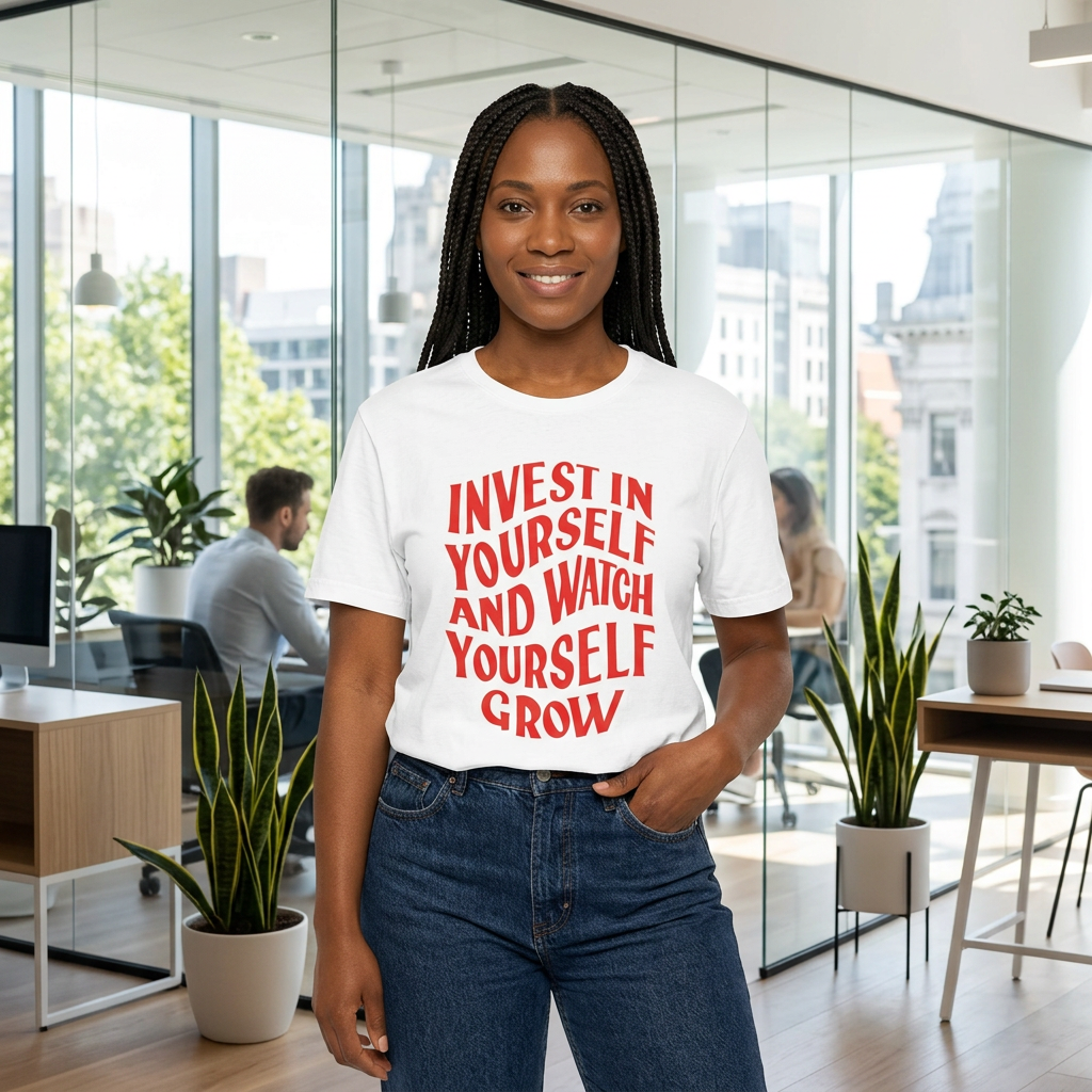 Invest in Yourself T-Shirt worn by a model