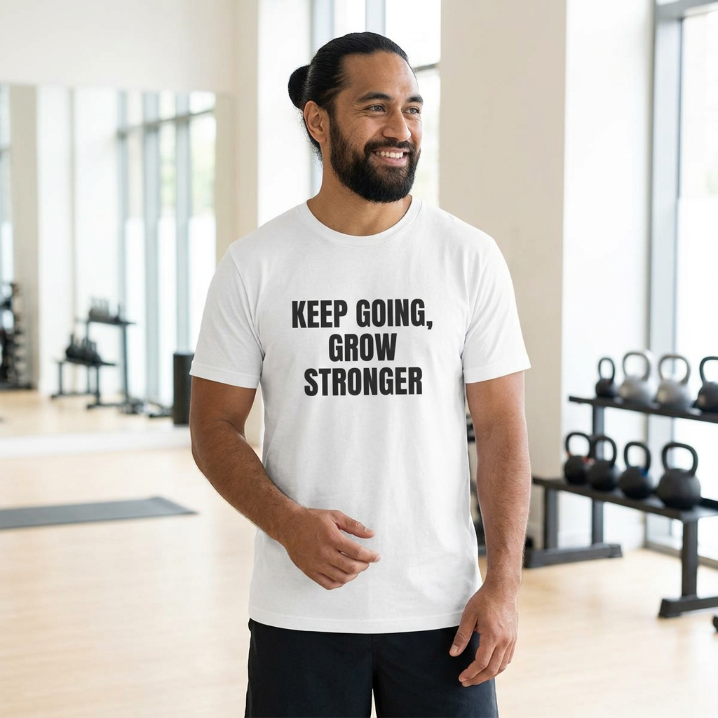 Keep Going, Grow Stronger T-Shirt worn by a model