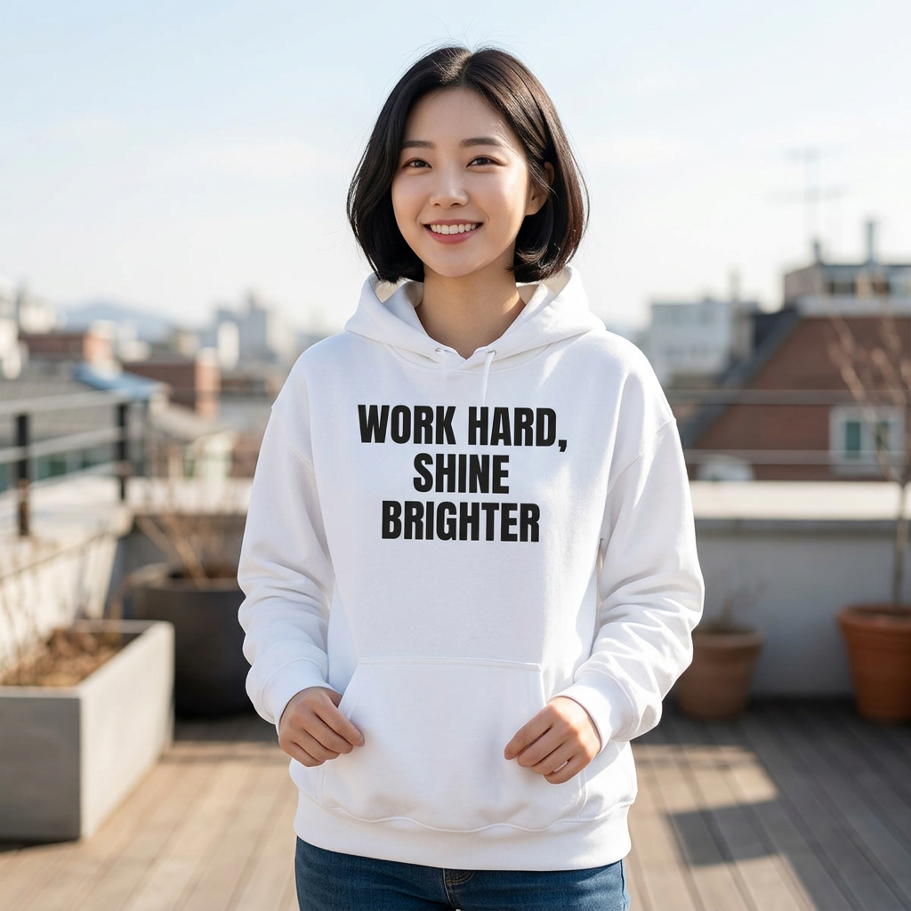 Work Hard, Shine Brighter Hoodie worn by a model